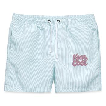 KEEP COOL - Männer Badeshorts - hellblau gestreift - Vorne - AI Model Male 178 light (178cm)