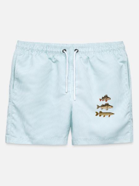 Hecht Zander Barsch Raubfische Angeln Angler - Männer Badeshorts - hellblau gestreift