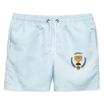 Airsoft Sieger Airsoftspieler Spieler Team Sieg - Männer Badeshorts - hellblau gestreift - Vorne - AI Model Male 178 light (178cm)