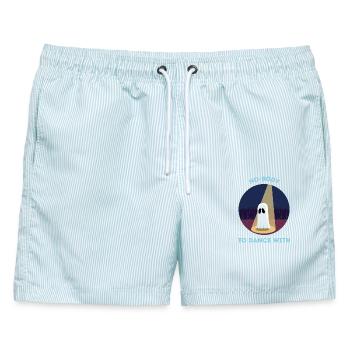 No-Body zum Tanzen mit Ghost Halloween Wortspiel - Männer Badeshorts - hellblau gestreift - Vorne - AI Model Male 178 light (178cm)