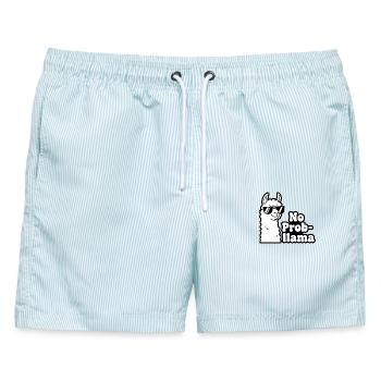 No Prob Llama Kontrastdruck - Männer Badeshorts - hellblau gestreift - Vorne - AI Model Male 178 light (178cm)
