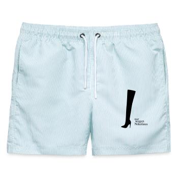 Wegen Nikolaus - Männer Badeshorts - hellblau gestreift - Vorne - AI Model Male 178 light (178cm)