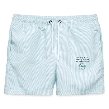 Ich mag meine Familie kochen – Deutsch Spruch - Männer Badeshorts - hellblau gestreift - Vorne - AI Model Male 178 light (178cm)