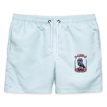 F-CAW-F Lustiges Kawaii Rabe Vogel Lärm Meme T-Shirt - Männer Badeshorts - hellblau gestreift - Vorne - AI Model Male 178 light (178cm)