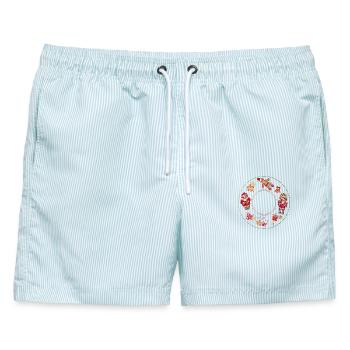 Nussknacker Weihnachten - Männer Badeshorts - hellblau gestreift - Vorne - AI Model Male 178 light (178cm)