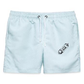 Röhre EL34-durchsichtig - Männer Badeshorts - hellblau gestreift - Vorne - AI Model Male 178 light (178cm)