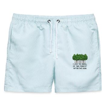 Wald nach dem Regen - Männer Badeshorts - hellblau gestreift - Vorne - AI Model Male 178 light (178cm)