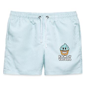 Süßer Schrecken Cupcake - Männer Badeshorts - hellblau gestreift - Vorne - AI Model Male 178 light (178cm)