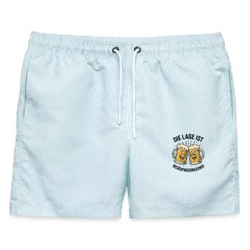 Die Lage Ist Besäufniserregend Bier Party - Männer Badeshorts - hellblau gestreift - Vorne - AI Model Male 178 light (178cm)