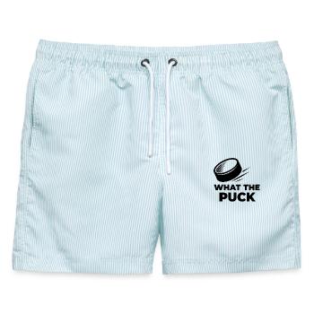WHAT THE PUCK - Männer Badeshorts - hellblau gestreift - Vorne - AI Model Male 178 light (178cm)