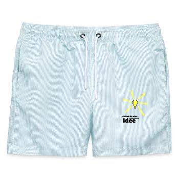 schlechte Idee - Männer Badeshorts - hellblau gestreift - Vorne - AI Model Male 178 light (178cm)