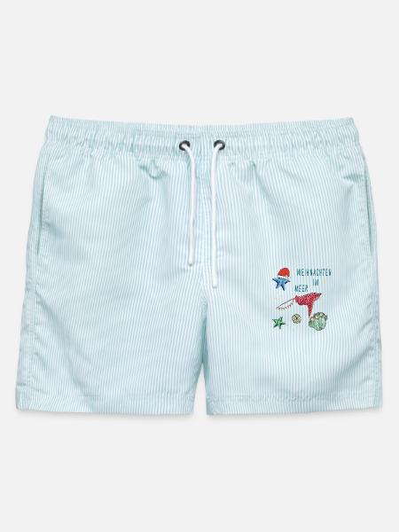 Weihnachten im Meer Unterwasserfest - Männer Badeshorts - hellblau gestreift