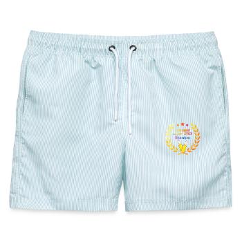 In_Germany_we_say_Lecker_Bierchen_-_kranz_ - Männer Badeshorts - hellblau gestreift - Vorne - AI Model Male 178 light (178cm)