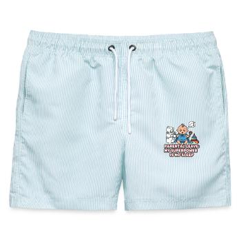Elternzeit Superkraft Schlaflos - Männer Badeshorts - hellblau gestreift - Vorne - AI Model Male 178 light (178cm)