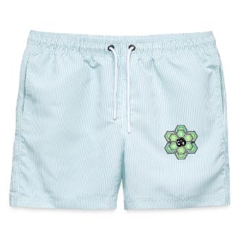 Om Symbol Aum Hexagon Mandala Yoga Meditation - Männer Badeshorts - hellblau gestreift - Vorne - AI Model Male 178 light (178cm)