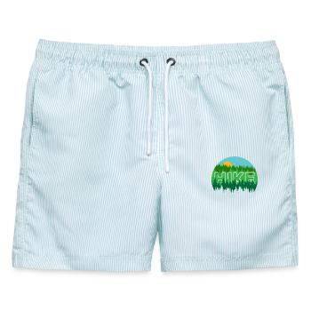 Wanderung in den Zirben - Wandern in der Natur - Männer Badeshorts - hellblau gestreift - Vorne - AI Model Male 178 light (178cm)