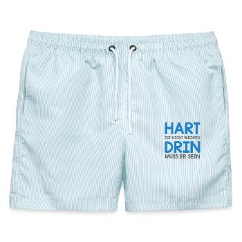 Hart Ist Nicht Wichtig... - Männer Badeshorts - hellblau gestreift - Vorne - AI Model Male 178 light (178cm)