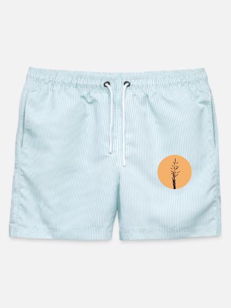 Silhouette im Sunset Circle - Männer Badeshorts - hellblau gestreift