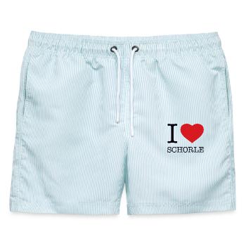 I love Schorle - Männer Badeshorts - hellblau gestreift - Vorne - AI Model Male 178 light (178cm)