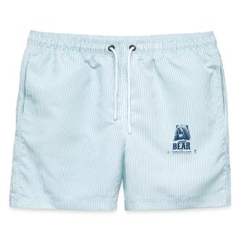 Bären Papa - Männer Badeshorts - hellblau gestreift - Vorne - AI Model Male 178 light (178cm)