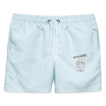 Bonus Papa - Männer Badeshorts - hellblau gestreift - Vorne - AI Model Male 178 light (178cm)