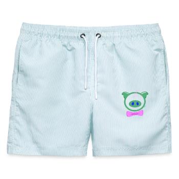 HoOoOh! Das schicke Schwein - Männer Badeshorts - hellblau gestreift - Vorne - AI Model Male 178 light (178cm)