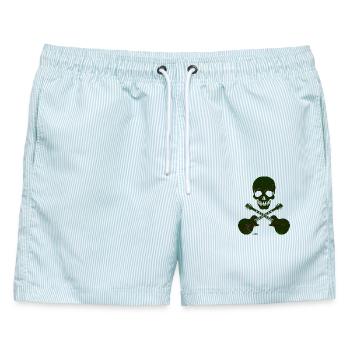 Skull & crossed Guitars - Männer Badeshorts - hellblau gestreift - Vorne - AI Model Male 178 light (178cm)