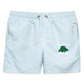 Ich bin Prinz Charming - Männer Badeshorts - hellblau gestreift - Vorne - AI Model Male 178 light (178cm)