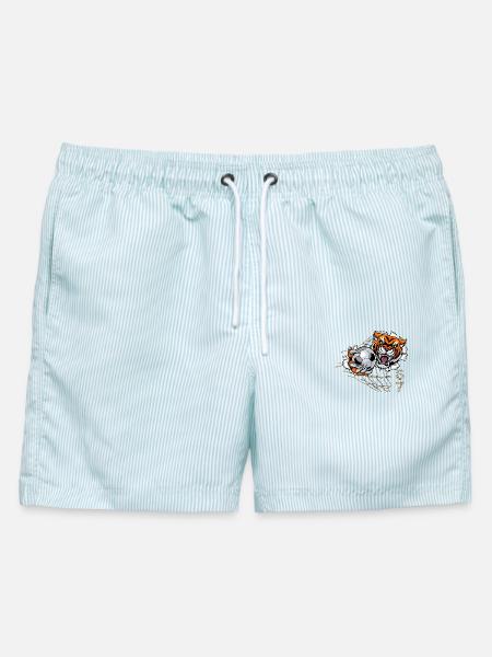 Lustiges Meme 67 Football Six Seven Brainrot Lover - Männer Badeshorts - hellblau gestreift