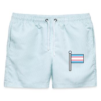 Trans Pride-Flagge - Männer Badeshorts - hellblau gestreift - Vorne - AI Model Male 178 light (178cm)