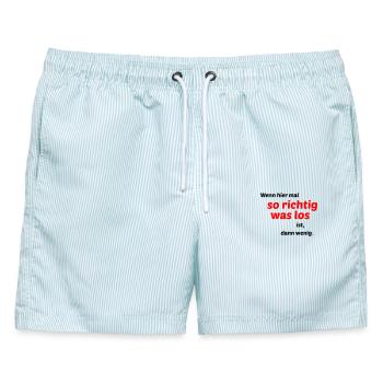 Wenig los - Männer Badeshorts - hellblau gestreift - Vorne - AI Model Male 178 light (178cm)