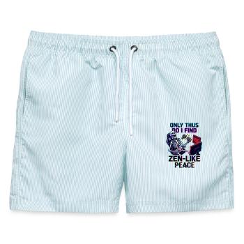 Gamer Rage Zen Frieden - Männer Badeshorts - hellblau gestreift - Vorne - AI Model Male 178 light (178cm)