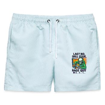 Lag? No, Skill Issue. - Männer Badeshorts - hellblau gestreift - Vorne - AI Model Male 178 light (178cm)