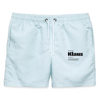 Gegner des Klaus - Männer Badeshorts - hellblau gestreift - Vorne - AI Model Male 178 light (178cm)