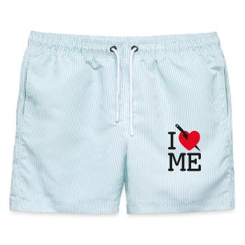 I LOVE ME - I HATE ME! - Männer Badeshorts - hellblau gestreift - Vorne - AI Model Male 178 light (178cm)