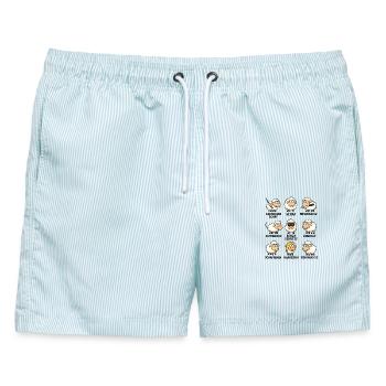 Lustige Schafe Vielfalt Schaf Wortspiele Meme - Männer Badeshorts - hellblau gestreift - Vorne - AI Model Male 178 light (178cm)