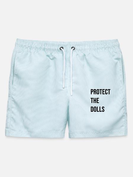 Protect_the_Dolls_- - Männer Badeshorts - hellblau gestreift
