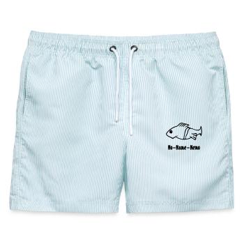 Fisch ohne Namen - Männer Badeshorts - hellblau gestreift - Vorne - AI Model Male 178 light (178cm)