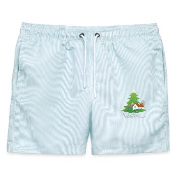 Winterzeit  - Männer Badeshorts - hellblau gestreift - Vorne - AI Model Male 178 light (178cm)