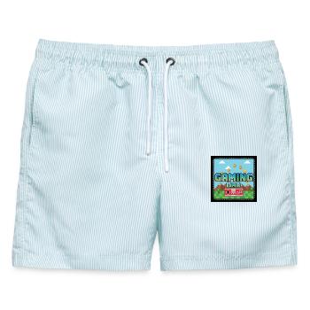 Gaming Dad - Männer Badeshorts - hellblau gestreift - Vorne - AI Model Male 178 light (178cm)