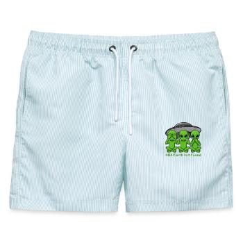 404 Earth Not Found Alien Shirt – Funny UFO Design - Männer Badeshorts - hellblau gestreift - Vorne - AI Model Male 178 light (178cm)