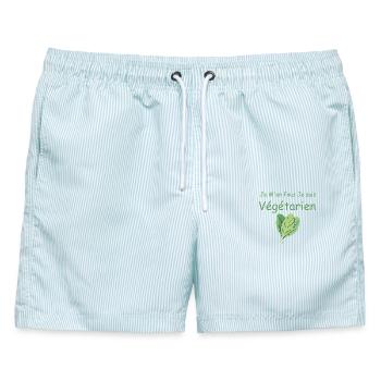 Ist mir egal, ich bin Vegetarier - Männer Badeshorts - hellblau gestreift - Vorne - AI Model Male 178 light (178cm)