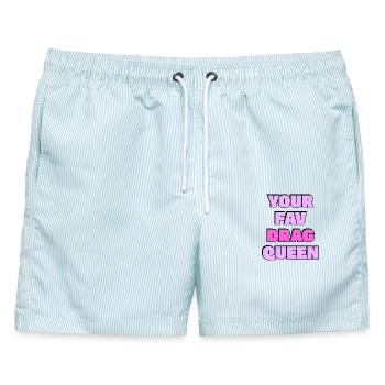 Deine Lieblings-Drag Queen - Männer Badeshorts - hellblau gestreift - Vorne - AI Model Male 178 light (178cm)