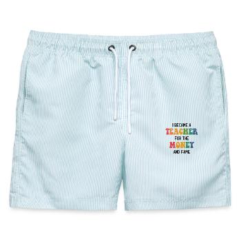 I became a Teacher for the Money and Fame - Lehrer - Männer Badeshorts - hellblau gestreift - Vorne - AI Model Male 178 light (178cm)
