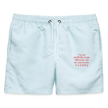 Sich selbst zurückkehren - Männer Badeshorts - hellblau gestreift - Vorne - AI Model Male 178 light (178cm)