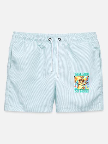 Weniger & Mehr - Männer Badeshorts - hellblau gestreift