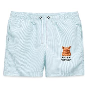 Gourmet-Rentner Happy Pork - Männer Badeshorts - hellblau gestreift - Vorne - AI Model Male 178 light (178cm)