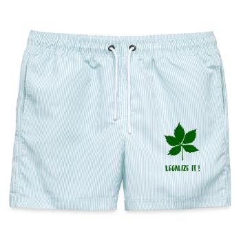 Legalize Kastanie - Männer Badeshorts - hellblau gestreift - Vorne - AI Model Male 178 light (178cm)