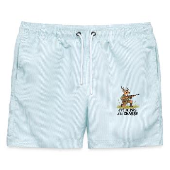 Hirschjäger, ich kann nicht, ich habe gejagt - Männer Badeshorts - hellblau gestreift - Vorne - AI Model Male 178 light (178cm)
