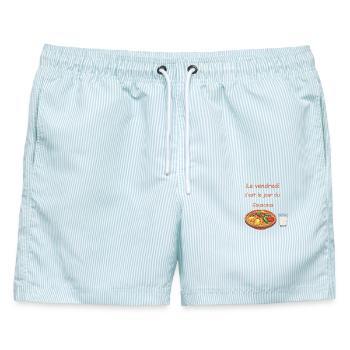 Freitag ist Couscous-Tag - Männer Badeshorts - hellblau gestreift - Vorne - AI Model Male 178 light (178cm)